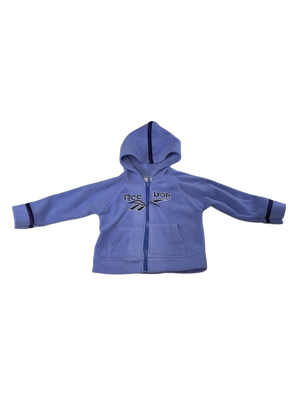 Reebok Toddler 3T Blue Fleece Full Zip Hoodie Jacket Embroidered Logo